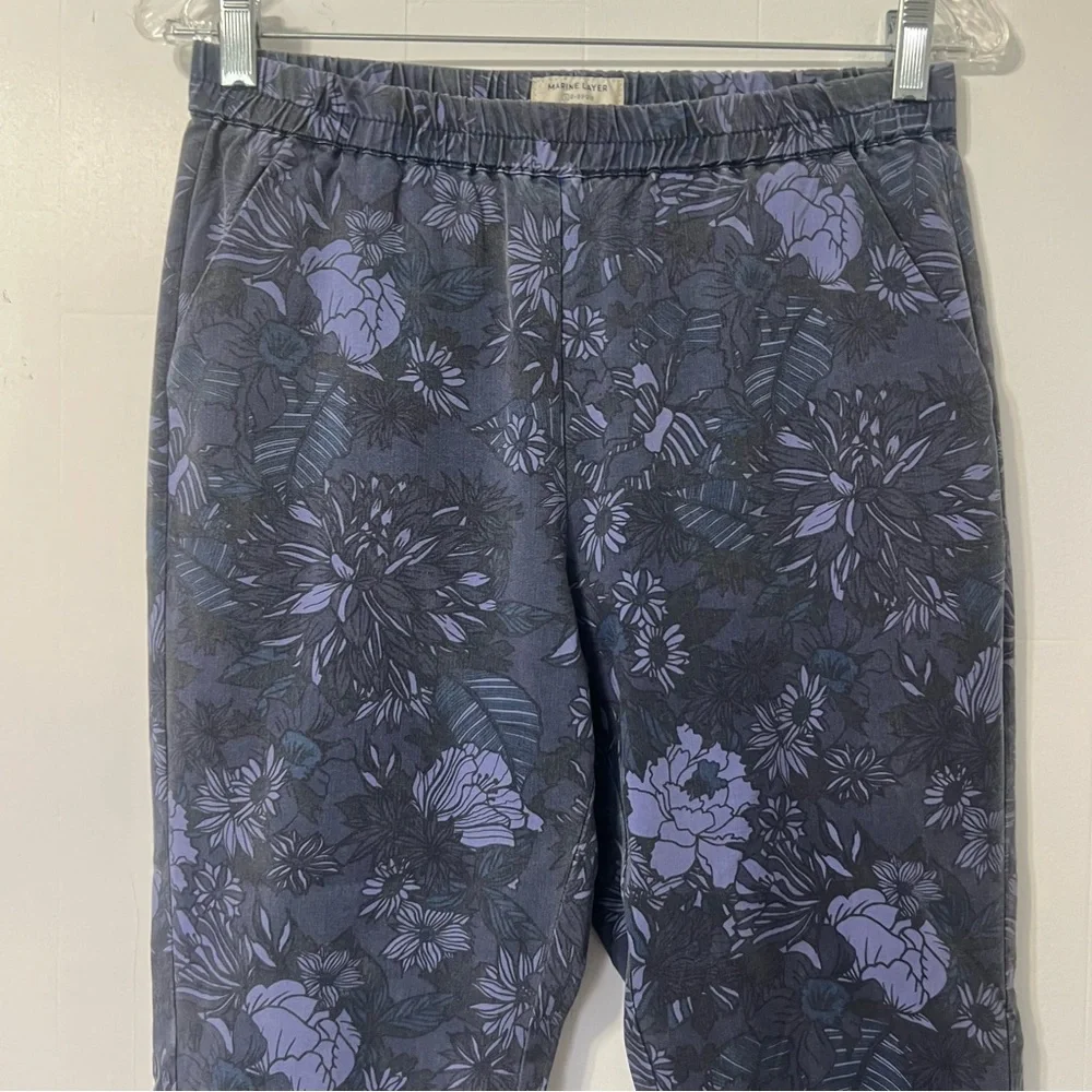 Marine Layer Re-Spun Allison Blue Floral Tropical Botanical Pull On Pants Size S